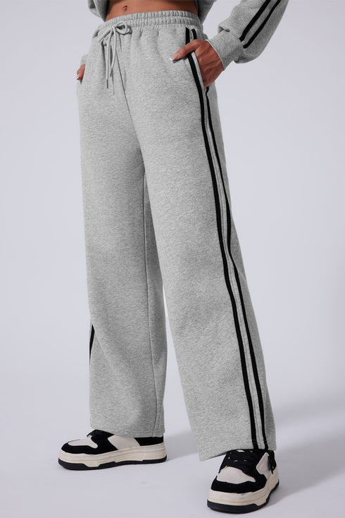Side Striped Round Neck Top and Pants Active Set - Odaingerous